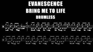 Evanescence - Bring Me To Life - Drumless (with scrolling Drum sheet)