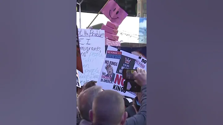 Protesters fill Times Square for "No Kings" march