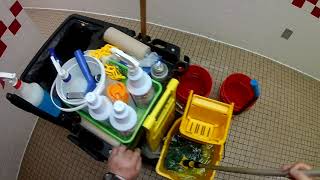 Custodian Training. Deep cleaning bathroom. During Holidays.