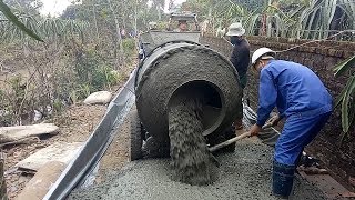 Concrete Mixer Truck Road Construction - Great Construction Worker