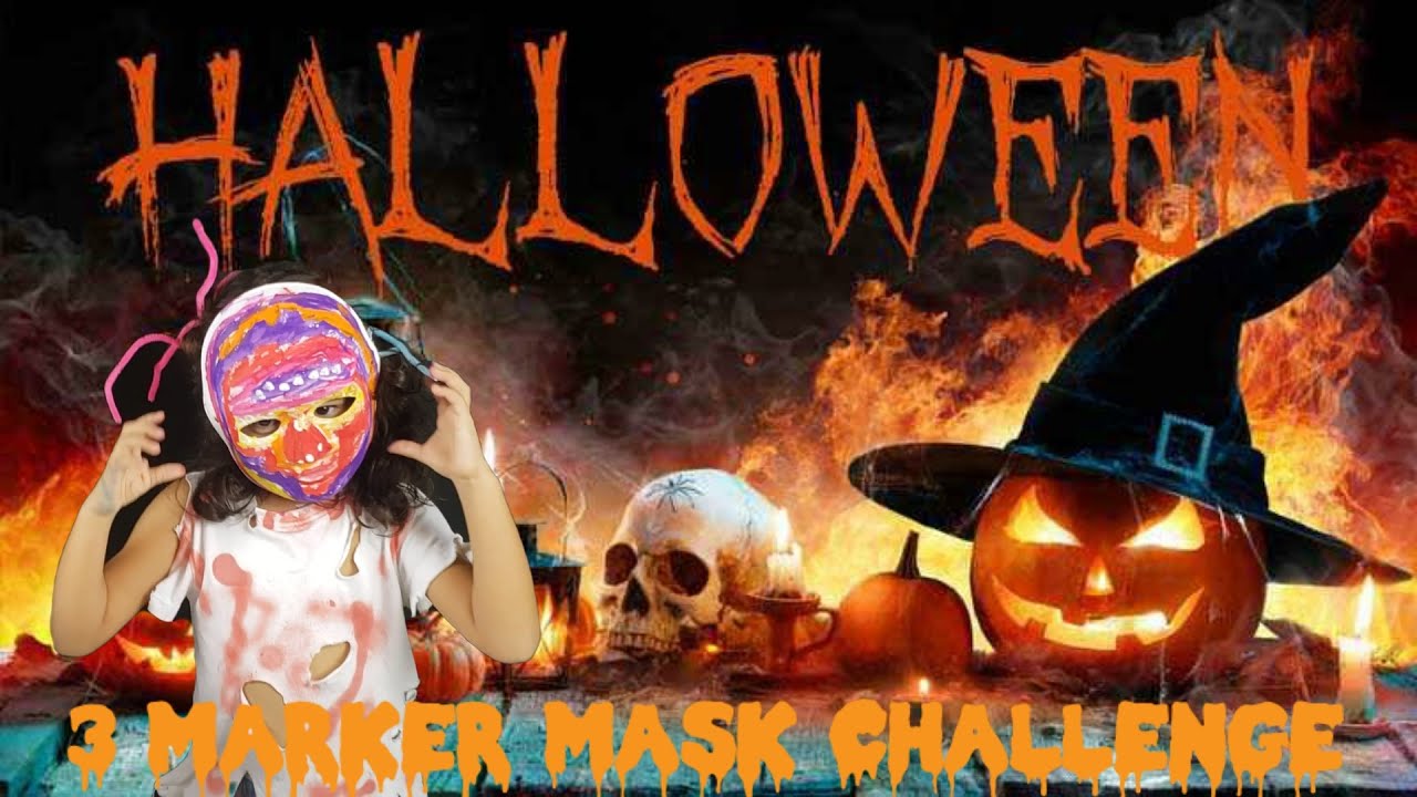 🎃🎃3 Marker Halloween Mask Challenge! Fun DIY Game Master Mask!!🎃🎃 YouTube