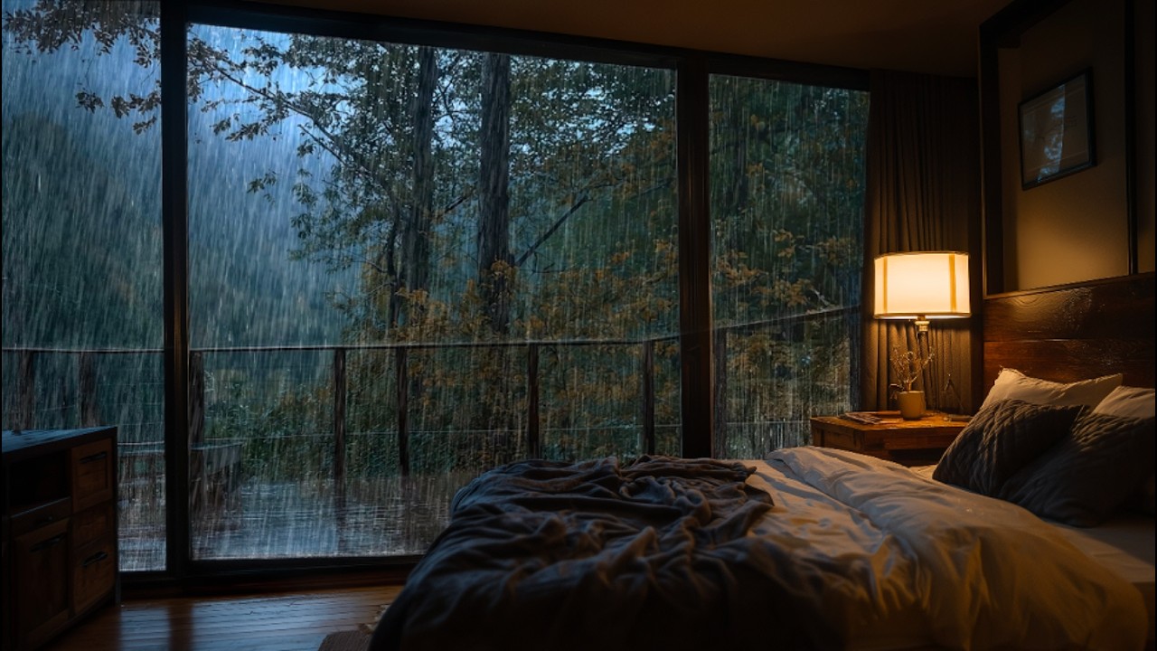 Звуки полуночного дождя в уютной лесной хижине 🌧️ Природный дождь в лесу способствует глубокому сну