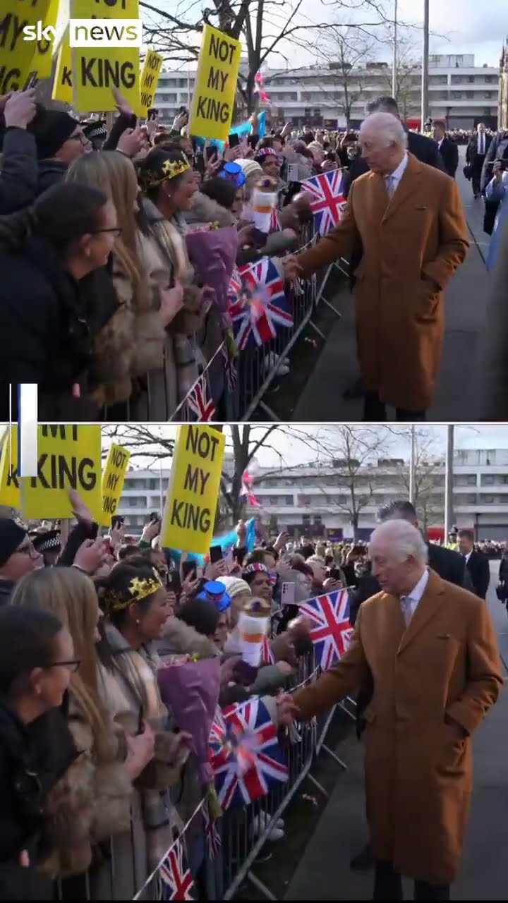 Anti-monarchy protesters shout at The King
