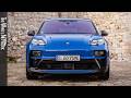 2026 Porsche Macan GTS Lugano Blue Driving Interior Exterior 4K