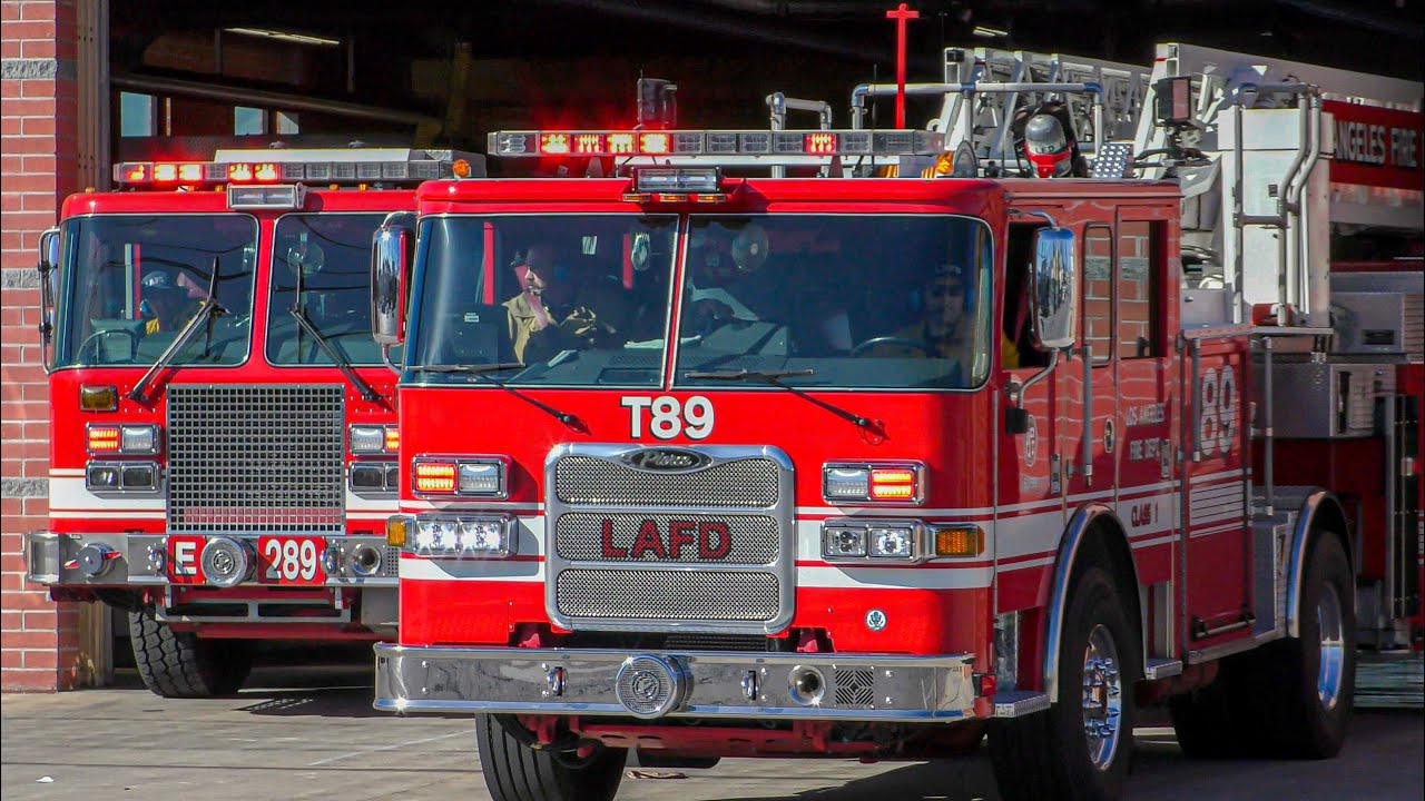 LAFD  RA81, Engine 89, RA89 & Light Force 89 Responding