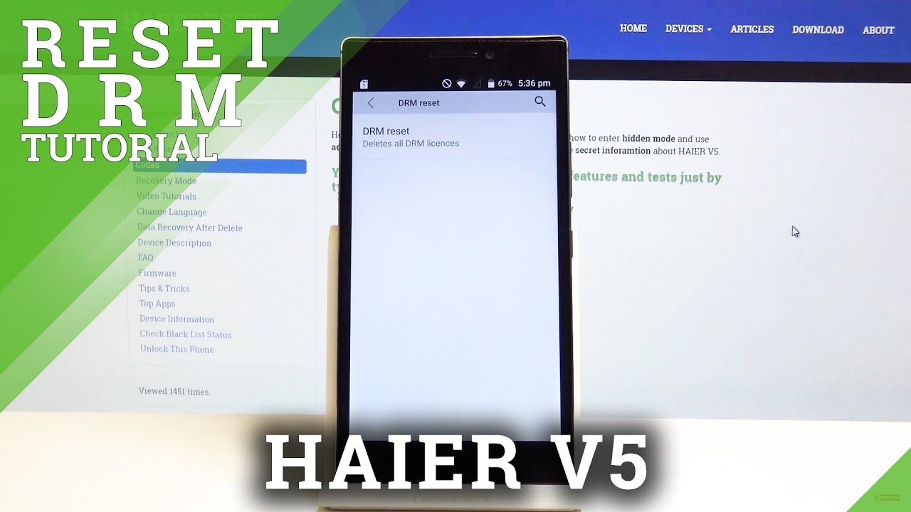 Как сбросить DRM на HAIER V5 - Удаление медиа-лицензий