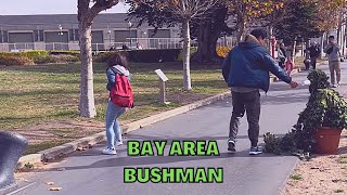 BUSHMAN PRANK: MAN THROWS CUP OF COFFEE AT THE BUSHMAN!! @ SAN FRANCISCO PIER 39!