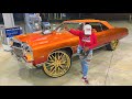 Candy Tangerine 71 Chevy Impala Vert on Gold 28" Savini Wheels