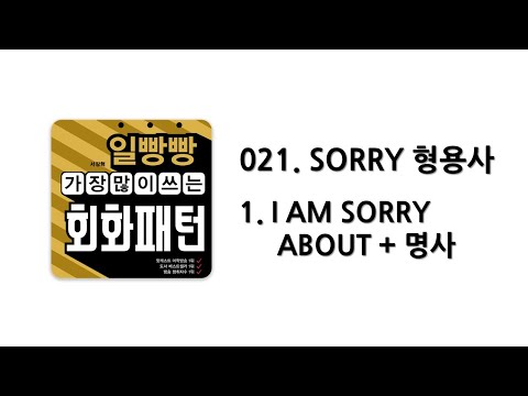 [ 일빵빵 가장 많이 쓰는 회화패턴 ] [ <strong>CHAPTER</strong> 021. SORRY 형용사 ] 01. I AM SORRY <strong>ABOUT</strong> + 명사