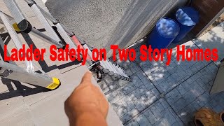 Solar Panel Cleaning | Setting up a Ladder on a Two Story Home