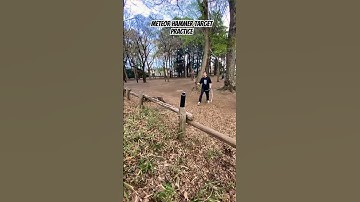 Meteor hammer target practise using the foot to shoot the hammer #kungfu #ropedart #park #accuracy