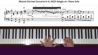 Mozart Clarinet Concerto in A Major K.622 Adagio Piano Tutorial