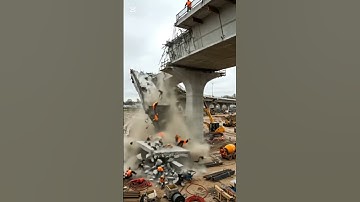 ⚠️A large bridge deck suddenly collapses during construction.🏗️💥 #bridgecollapse #constructionfail