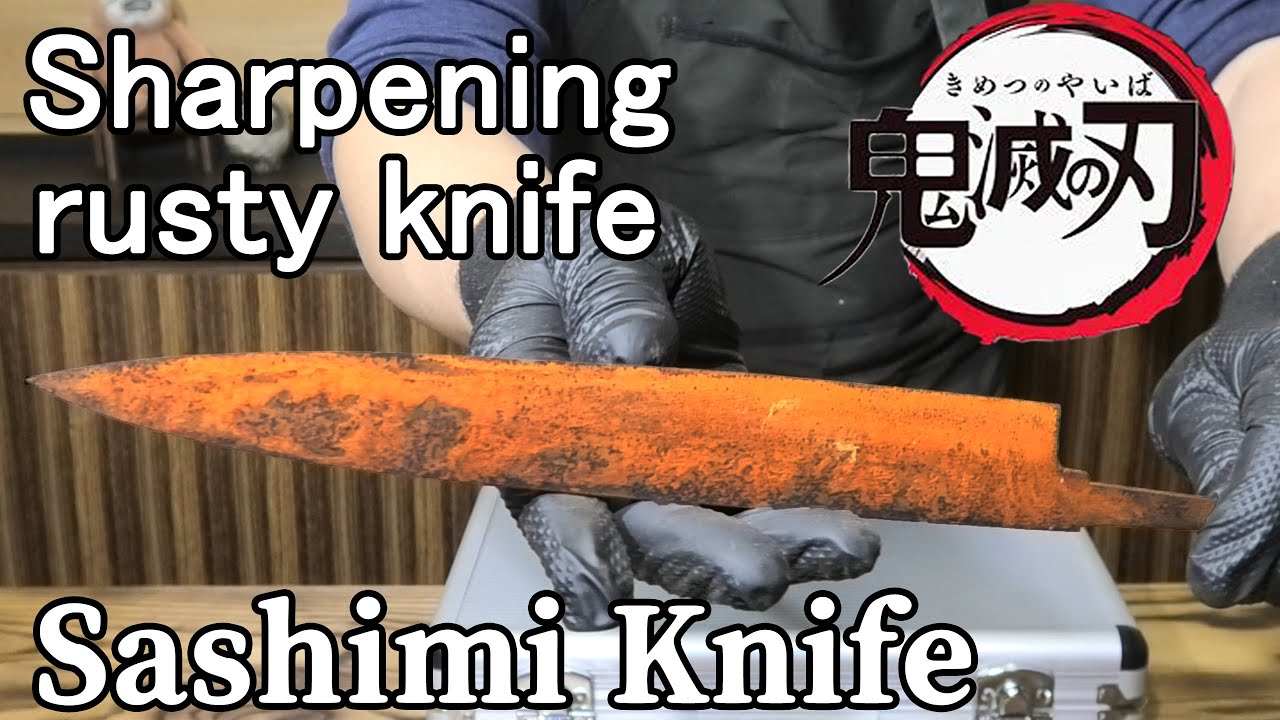 Sharpening a Japanese rusty knife 【ENG ver.】 YouTube
