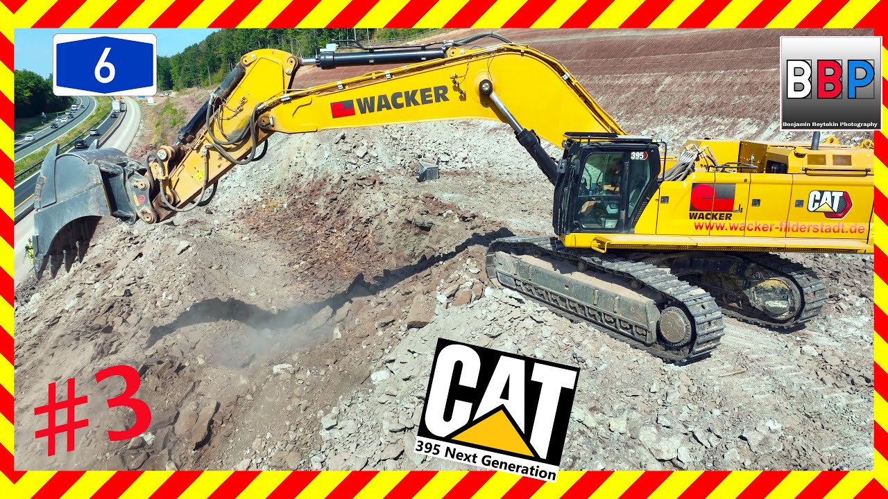 💪 Caterpillar 395 m. Reißlöffel, Ausbau A 6, Schnelldorf, 2022. #3