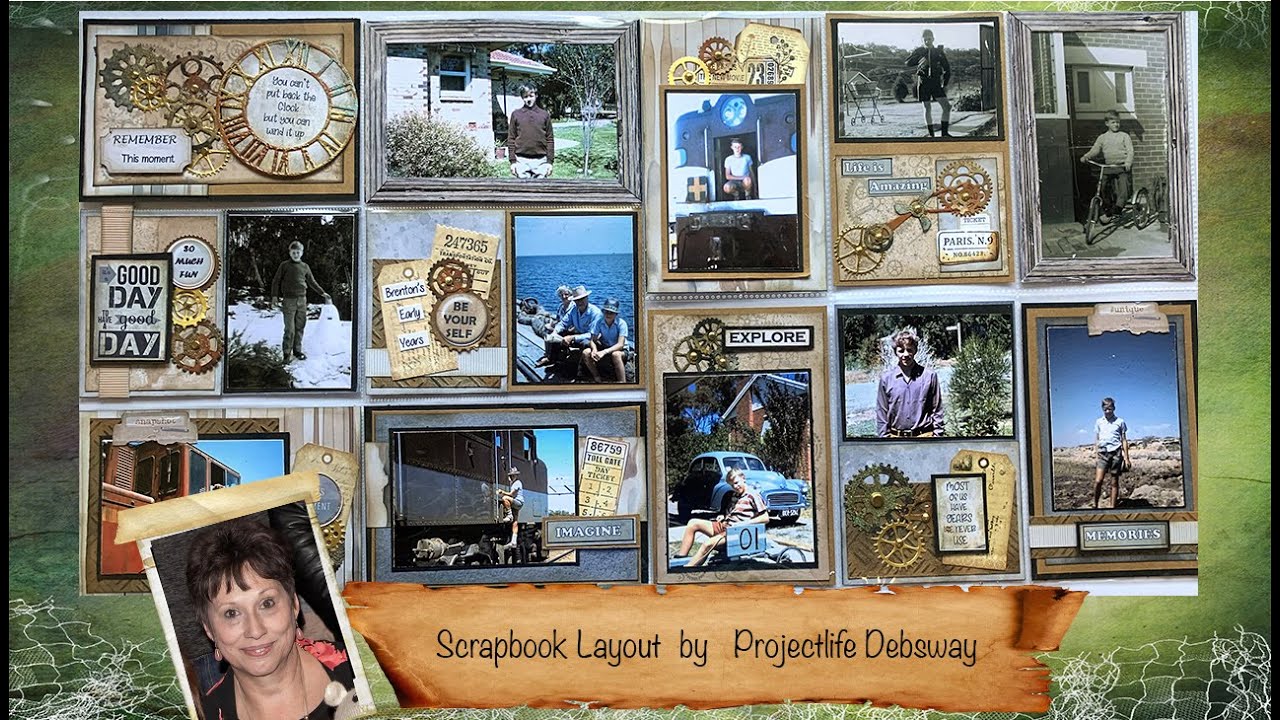 scrapbook -layout project life video tutorial. How to do 12x12 layout with paper rose morn memories