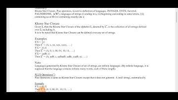 #kleen star closure | #Plus operation | #Recursive definition