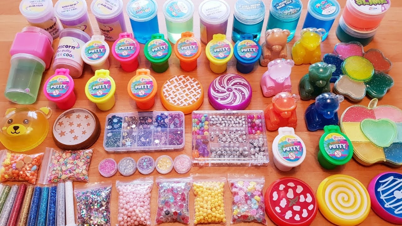 JE MÉLANGE SLIMES DU MAGASIN AVEC DES PAILLETTES !!