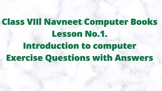 Famous Class 8 Computer Exercise of lesson No.1 Introduction To Computers Profile