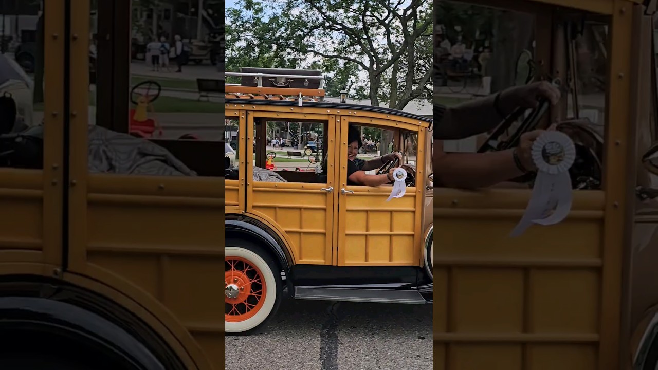 Ford Model A Woody Station Wagon Antique Drive By Engine Sound Old Car Festival 2023