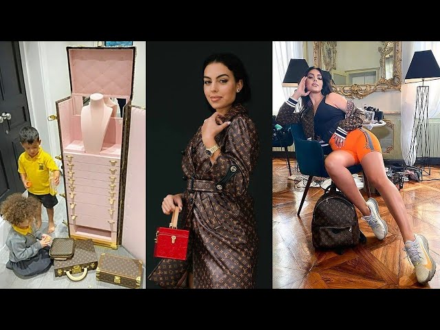 Georgina Rodriguez wows in a Louis Vuitton logo trench coat