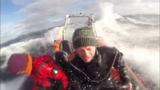 Small boat, rough sea - the roost in Shetland