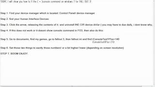 console command on fallout 3 for  windows 7