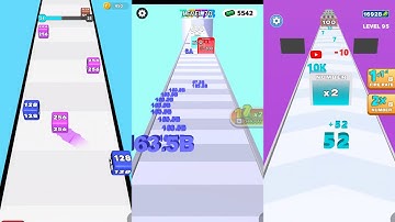 2048 Cube Run vs Number Merge Run vs Number Dash 3 in one Gameplay Run & Merge