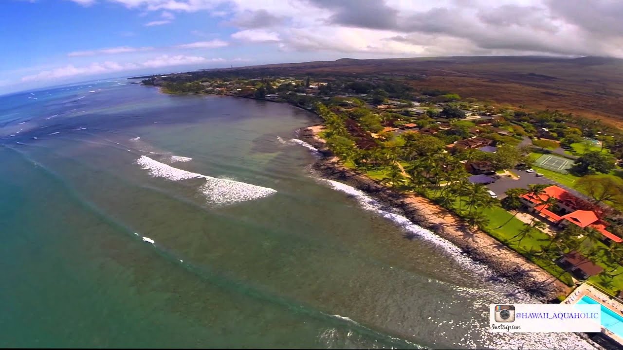 Maui Hawaii An Aerial view of surfing in Lahaina 2014 Using a DJI