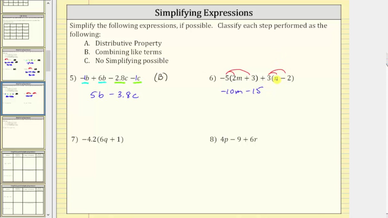 Simplify Algebraic Expressions (Basic) - YouTube