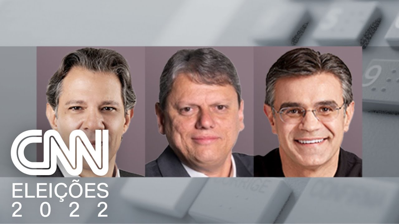 Datafolha para governo de SP: Haddad tem 38%; Tarcísio, 16%; Rodrigo, 11% | CNN PRIME TIME