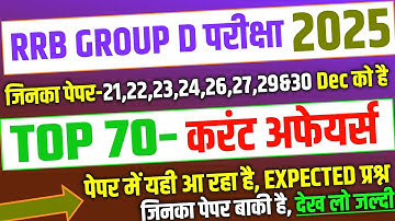 RRB Group D 2025, Top 100 Current Affairs Expected Question for Group D |RRB Group D analysis 2025