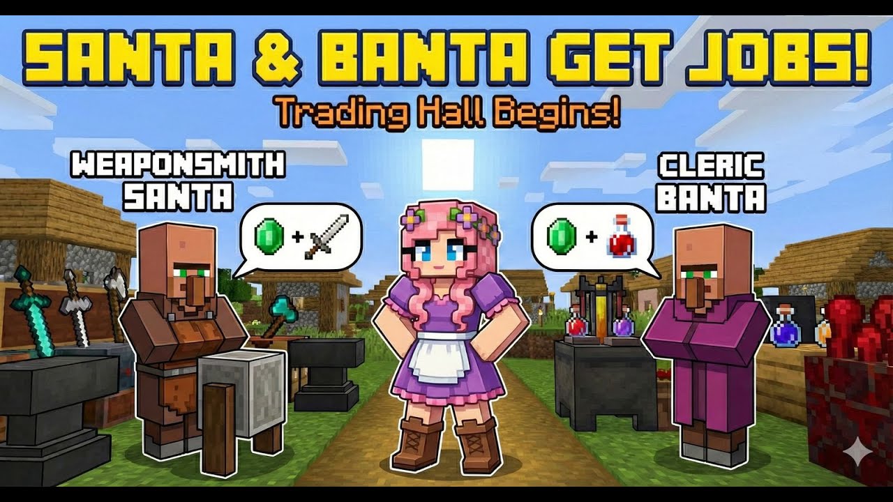 Santa & Banta FINALLY Get Jobs! (Villager Trading Hall Begins!) | Minecraft with Stargirl