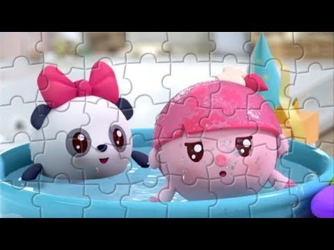 Пазлы Малышарики. Нюша и Пандочка купаются. Puzzle Malyshariki Video ...