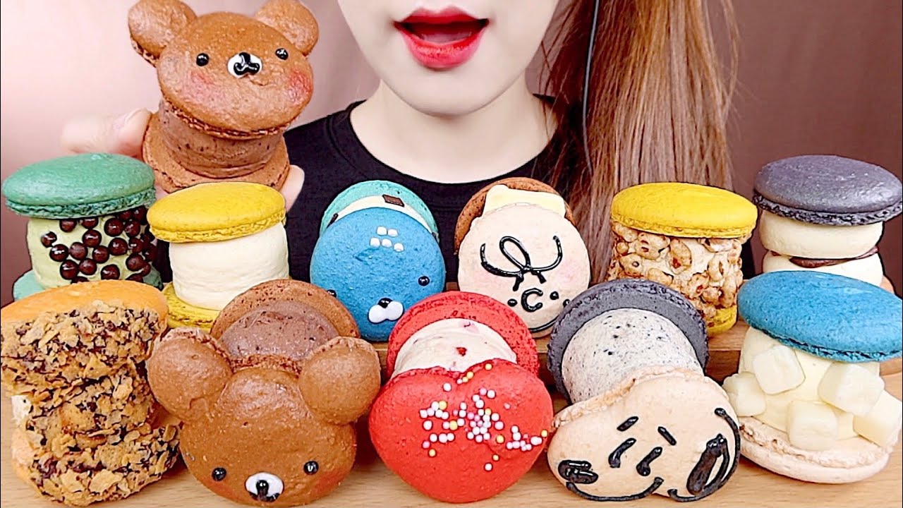 ASMR 크림 가득 뚱카롱🍬 어스 마카롱 먹방 BIG MACARONS MUKBANG eating sounds
