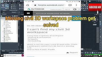 Recover missing Civil 3D workspace option in AutoCAD civil 3D