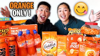 Full Day of Eating Only ORANGE Foods | Fun & Crazy Food Challenge