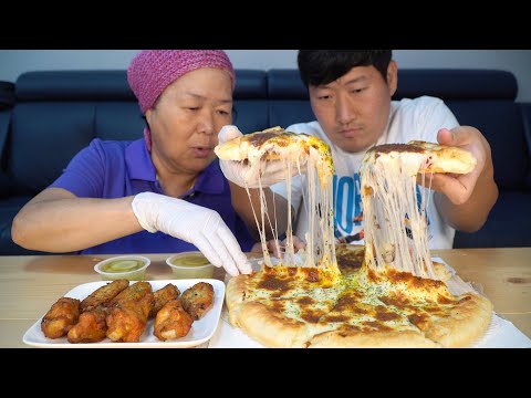 치즈 가득~  어머니와 시카고 피자 (Chicago-<strong>style</strong> pizza) 먹방!! - Mukbang eating <strong>show</strong>