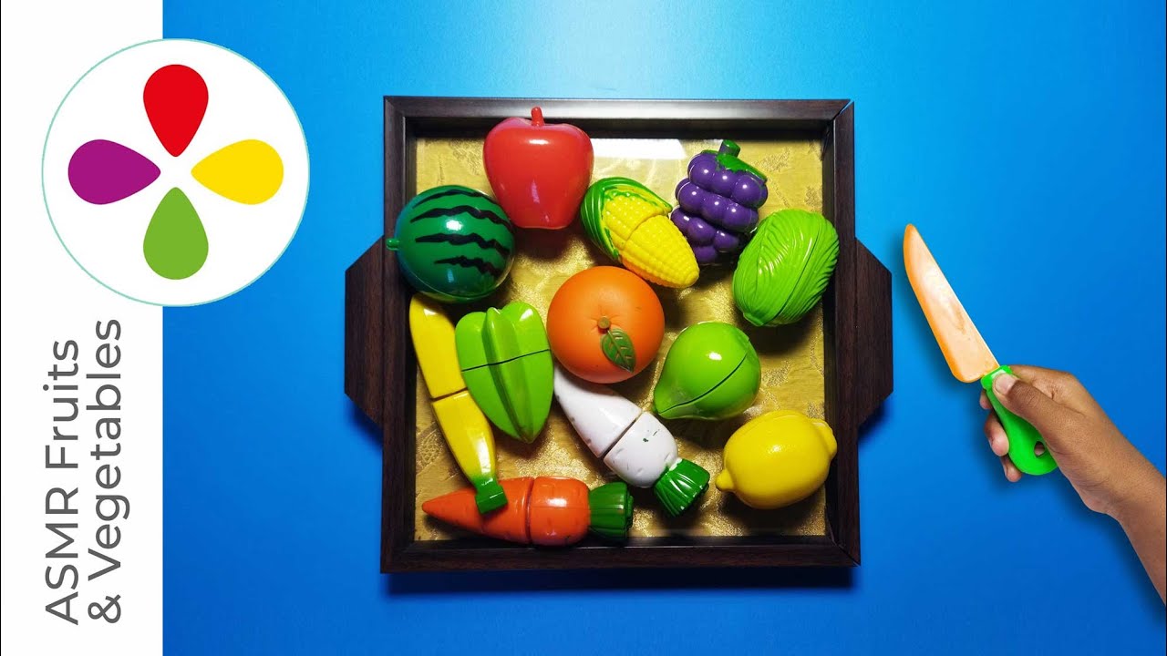 Satisfying Video Cutting Plastic Velcro Wooden Fruits and Vegetables