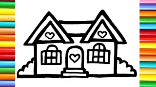 How to draw a house how to color and draw houses easy, learning to draw houses