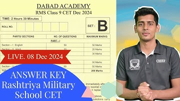 RMS Class 9 Answer Key || 08 Dec 2024 || Military School Answer Key || Dabad Academy