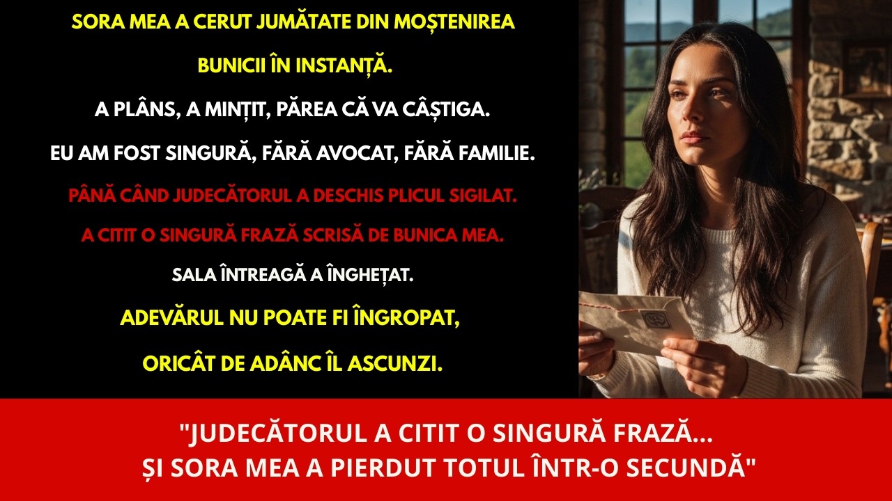 Sora mea a cerut moștenirea mea în instanță...apoi judecătorul a citit o singură frază