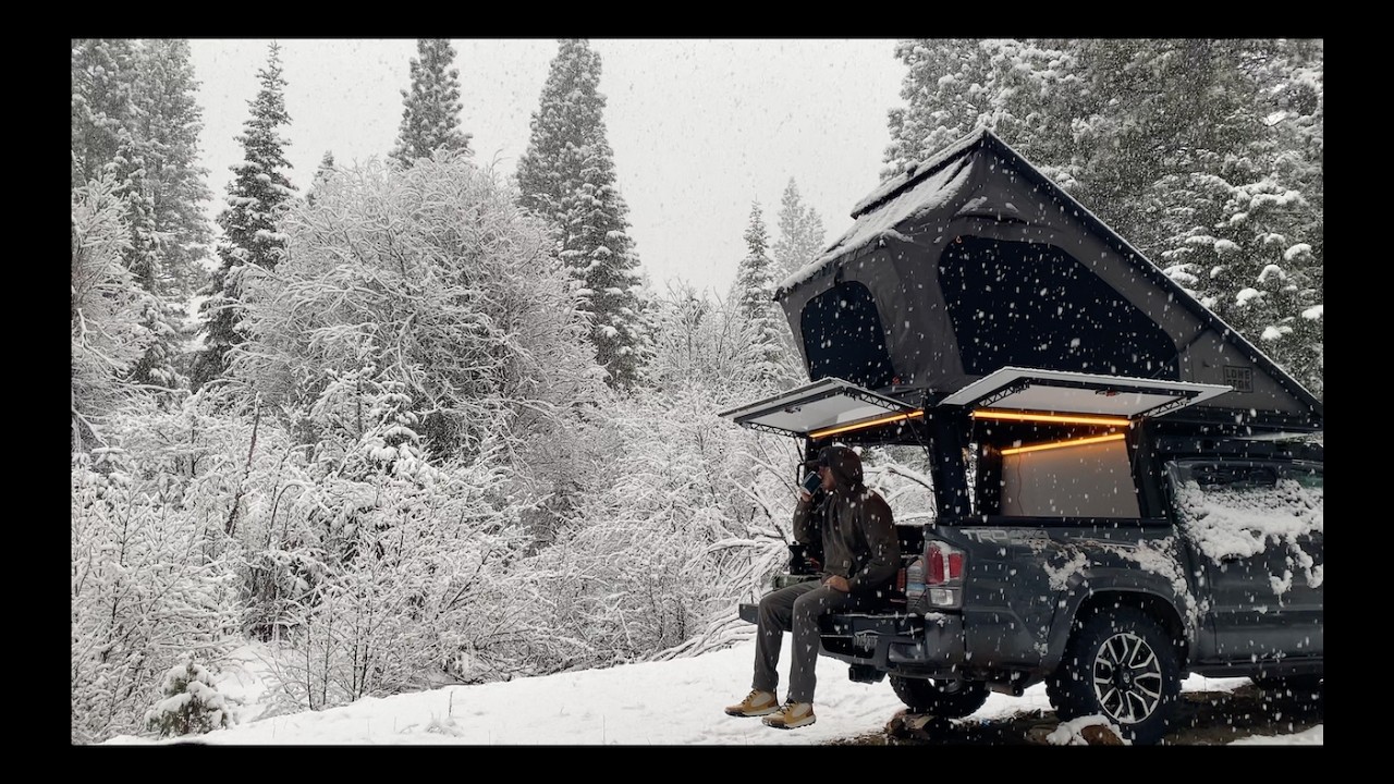 Silent Winter Snow Camping ASMR - Tahoe National Forest_4K