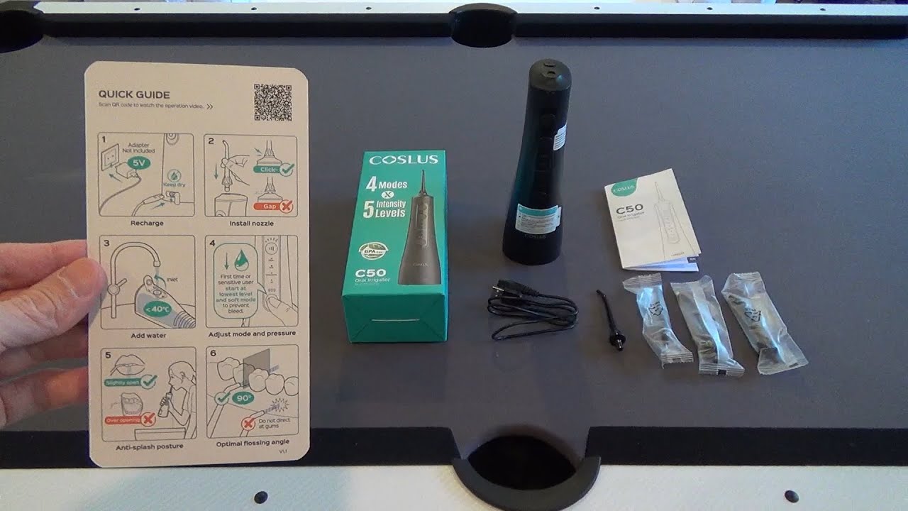 COSLUS PORTABLE WATER FLOSSER FOR TEETH PROFESSIONAL ELECTRIC DENTAL PICK REVIEW AND DEMONSTRATION