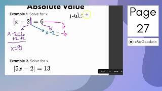 1.3 Solving Absolute Value Equations INB 26-27 News