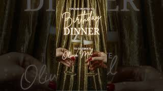 Elegant Gold Birthday Dinner Invitation | Editable Canva Template