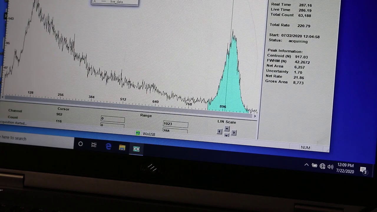Gamma-ray attenuation.  003 typical timed run