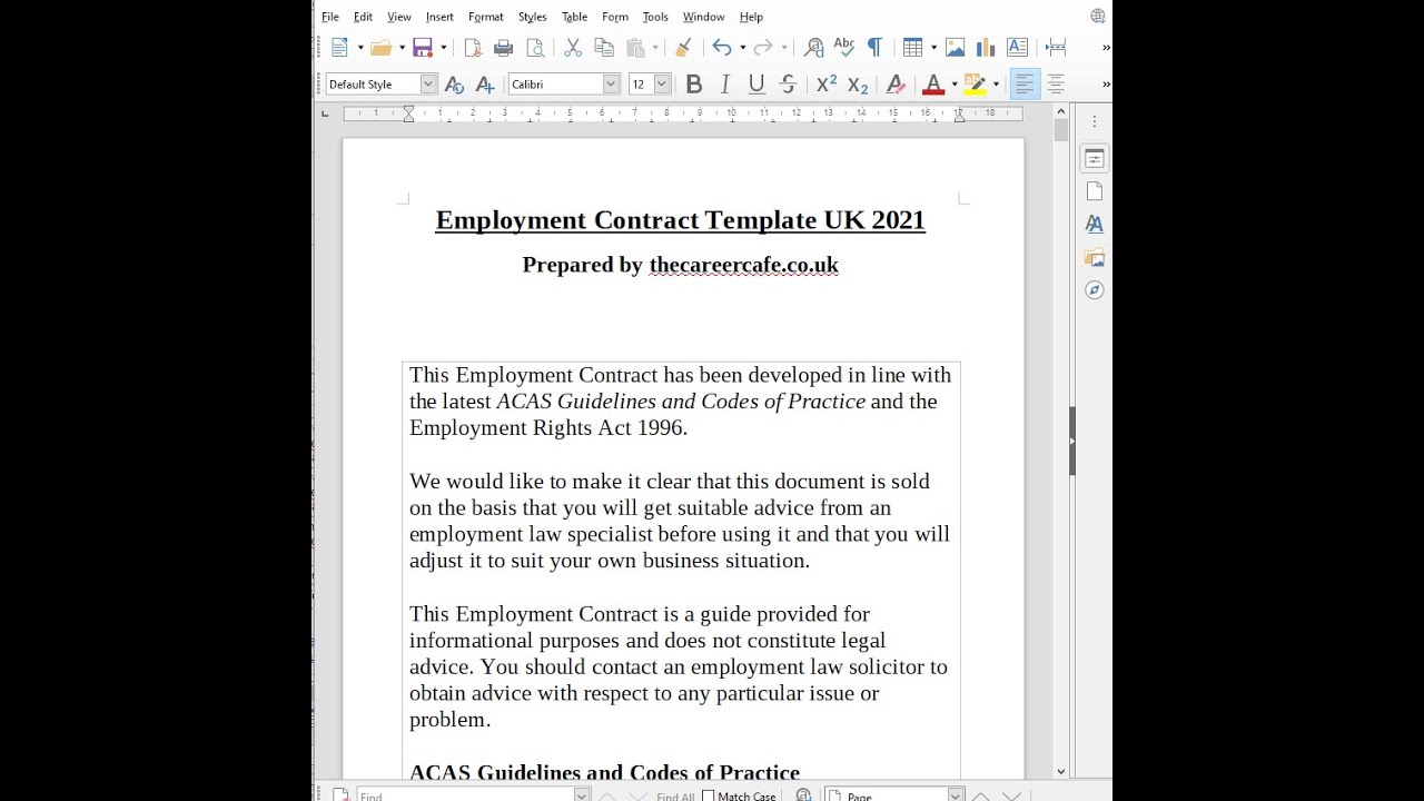 employment contract template uk 2021 youtube