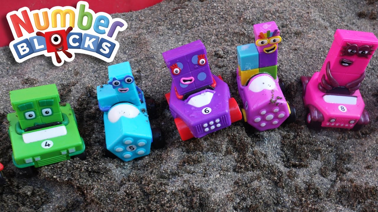 Машинки Numberblocks зарылись в песок и нуждаются в купании! Давайте найдём, почистим и отсортиру...