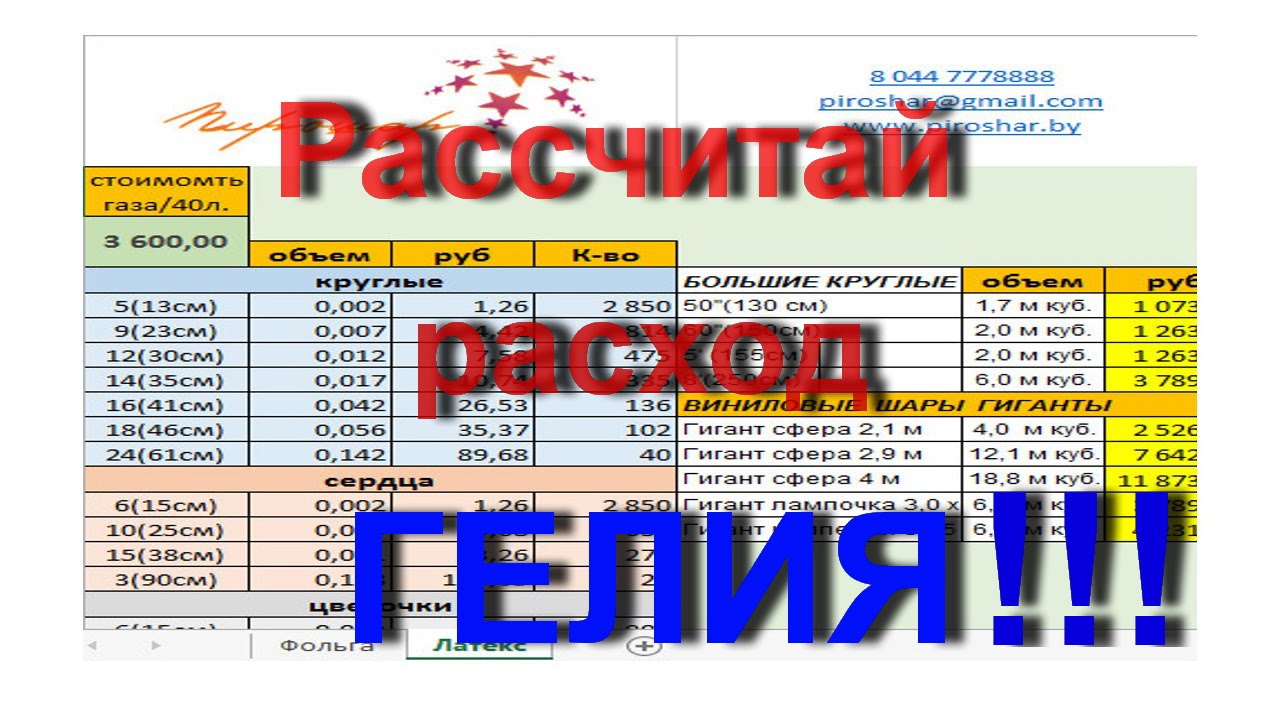 чтобы таблица подсчета расхода гелия фото новостных